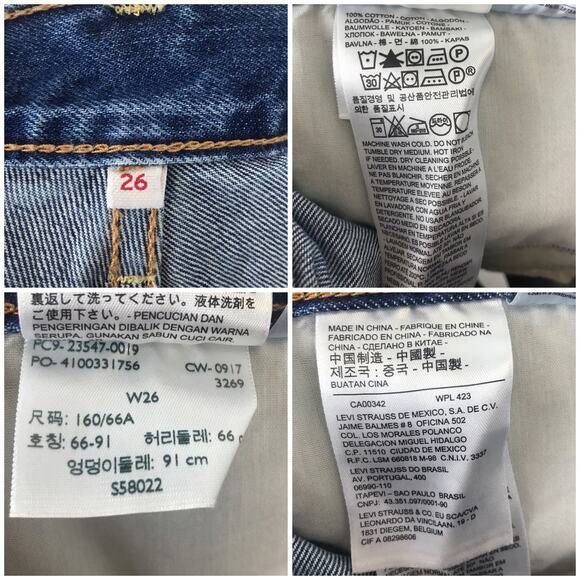 Levi's High Rise Wedgie Shorts Distressed Denim Button Fly Raw Hem Size 26 - Picture 8 of 9